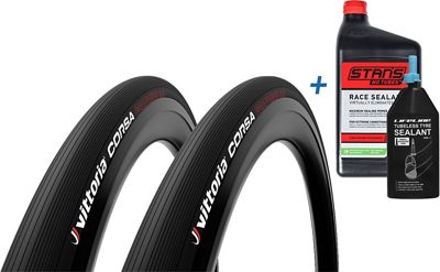 Vittoria Corsa G2.0 TL 25c Road Tyre and Sealant - Full Black - 80ml - 946ml, Full Black